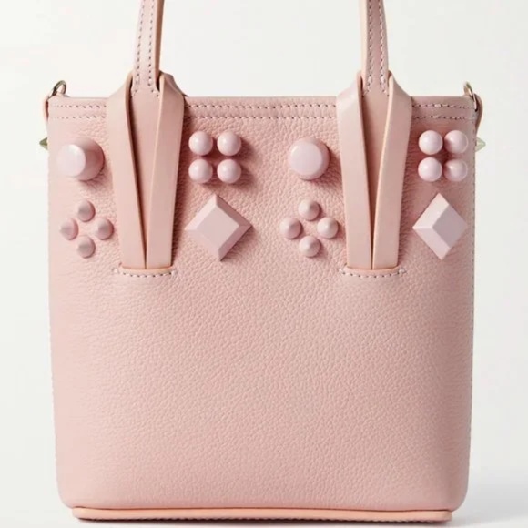 🆕 CHRISTIAN LOUBOUTIN Calfskin Empire Spike Studded Mini NorthSouth Cabata Tote - Picture 1 of 12